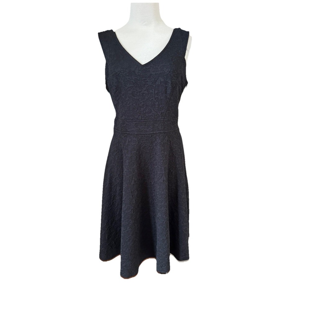 Maggy London Women's Black Dress Sz 10 V-Neck Lace A-Line Party Wedding Cocktail